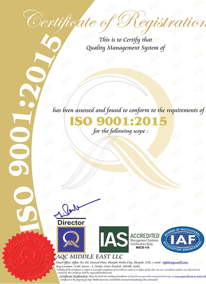ISO 9001:2015 Quality Management System Certification